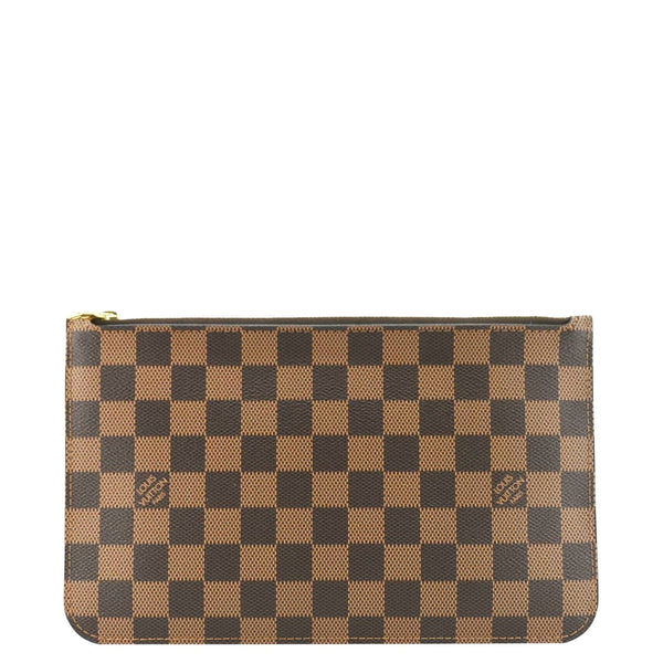LOUIS VUITTON Neverfull Damier Ebene Pochette Wristlet Pouch Brown