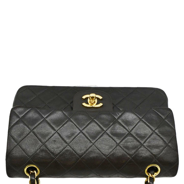 CHANEL Vintage Classic Double Flap Medium Quilted Leather Shoulder Bag Dark Brown