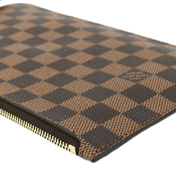 LOUIS VUITTON Neverfull Damier Ebene Pochette Wristlet Pouch Brown
