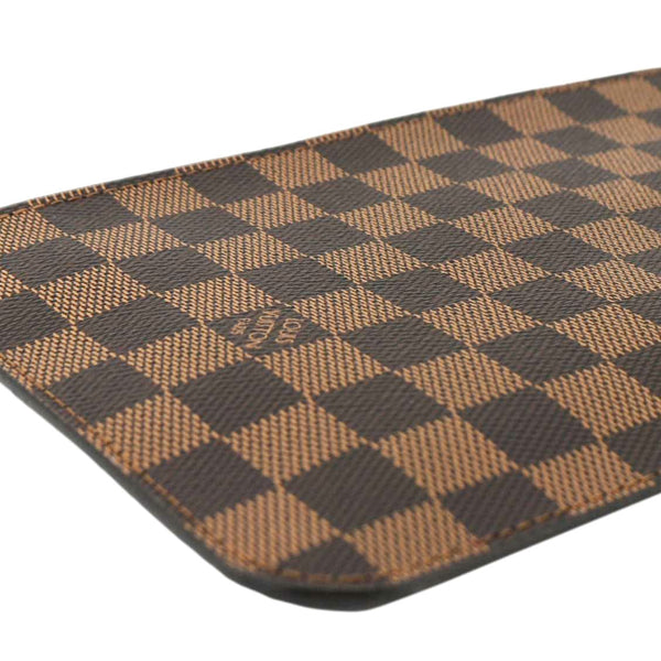 LOUIS VUITTON Neverfull Damier Ebene Pochette Wristlet Pouch Brown