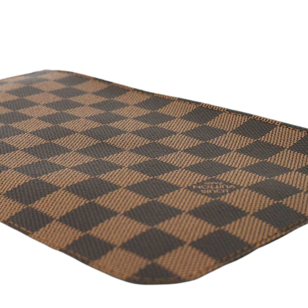 LOUIS VUITTON Neverfull Damier Ebene Pochette Wristlet Pouch Brown