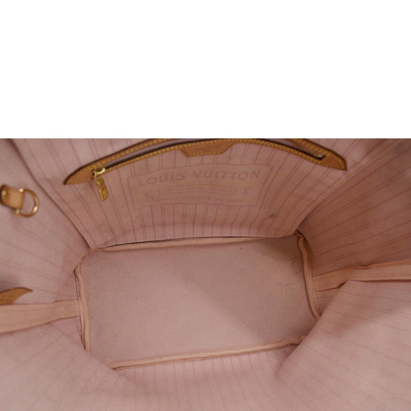 LOUIS VUITTON Neverfull MM Damier Azur Shoulder Bag Rose Ballerine