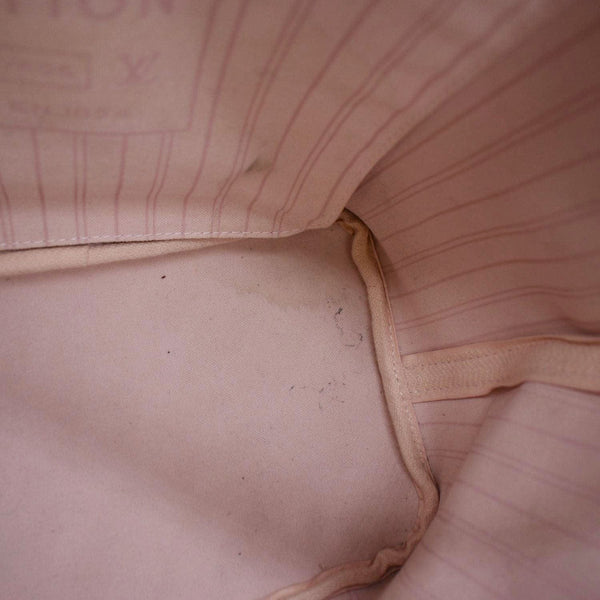 LOUIS VUITTON Neverfull MM Damier Azur Shoulder Bag Rose Ballerine