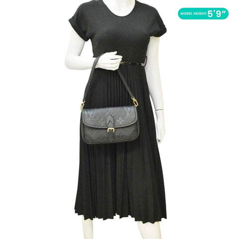 LOUIS VUITTON Diane Empreinte Leather Shoulder Bag Black