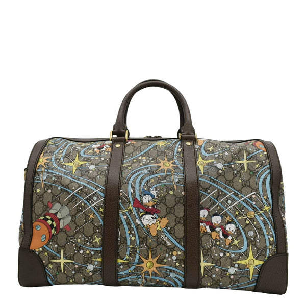 GUCCI Disney x Donald Duck GG Supreme Canvas Duffle Travel Bag Beige back side