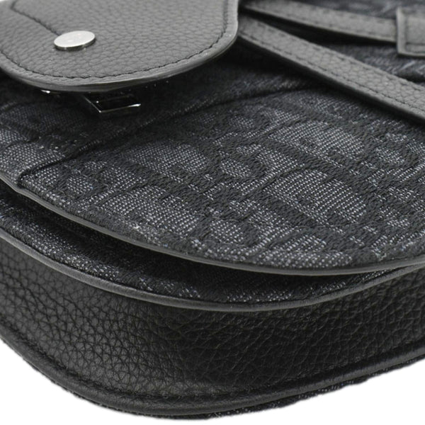 CHRISTIAN DIOR Saddle Oblique Jacquard Crossbody Bag Black