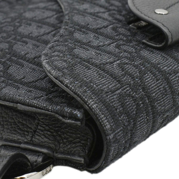 CHRISTIAN DIOR Saddle Oblique Jacquard Crossbody Bag Black corner look