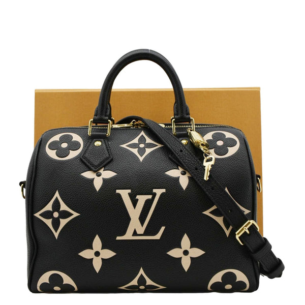 LOUIS VUITTON Speedy 25 Bandouliere Monogram Empreinte Leather Crossbody Bag Bicolor