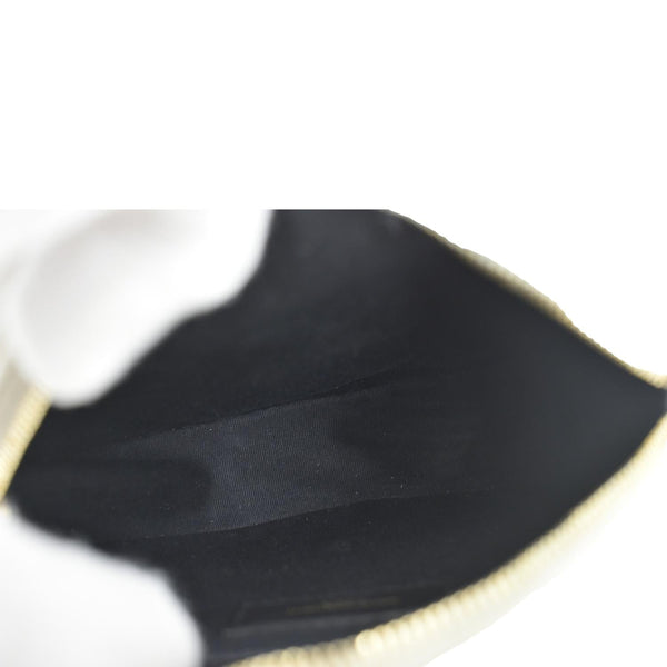 YVES SAINT LAURENT Vinyle Round Chevron Leather Camera Crossbody Bag Grey