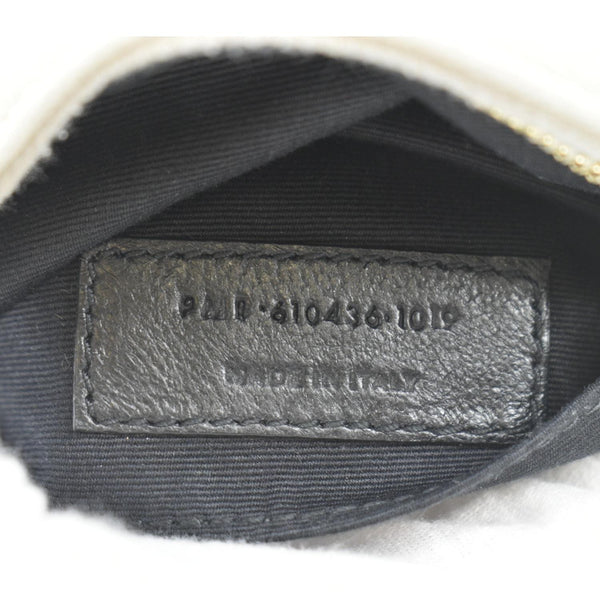 YVES SAINT LAURENT Vinyle Round Chevron Leather Camera Crossbody Bag Grey