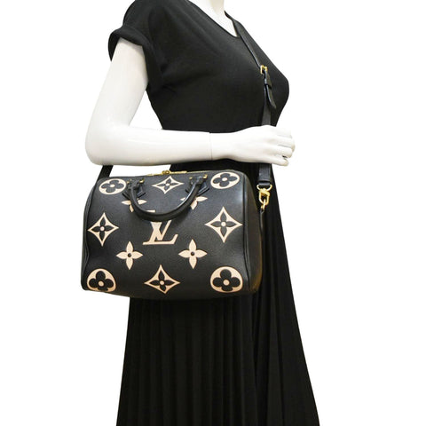 LOUIS VUITTON Speedy 25 Bandouliere Monogram Empreinte Leather Crossbody Bag Bicolor