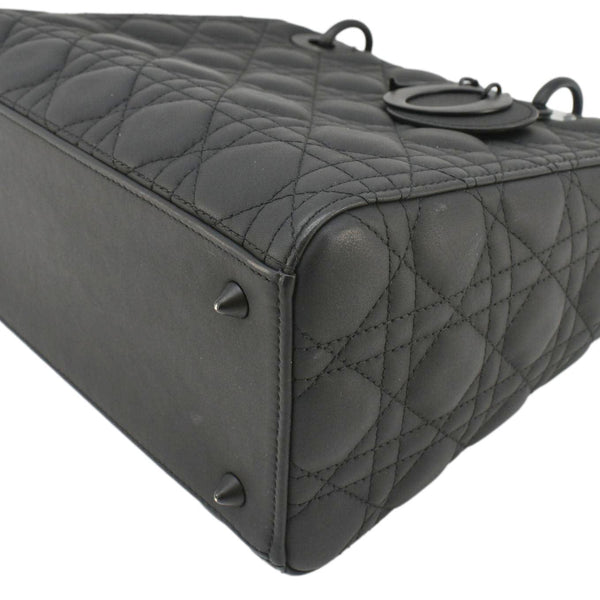 CHRISTIAN DIOR Lady Dior Ultra Matte Cannage Calfskin Leather Shoulder Bag Black