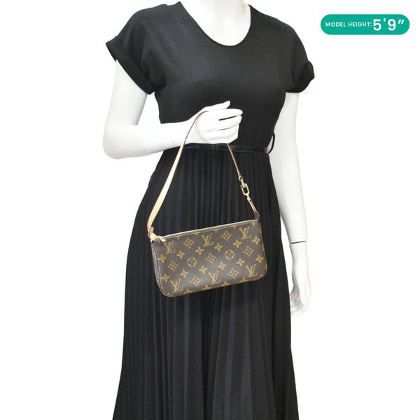 LOUIS VUITTON Pochette Monogram Canvas Pouch Brown