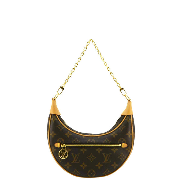 LOUIS VUITTON Loop Half Moon Monogram Canvas Shoulder Bag Brown