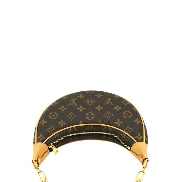 LOUIS VUITTON Loop Half Moon Monogram Canvas Shoulder Bag Brown