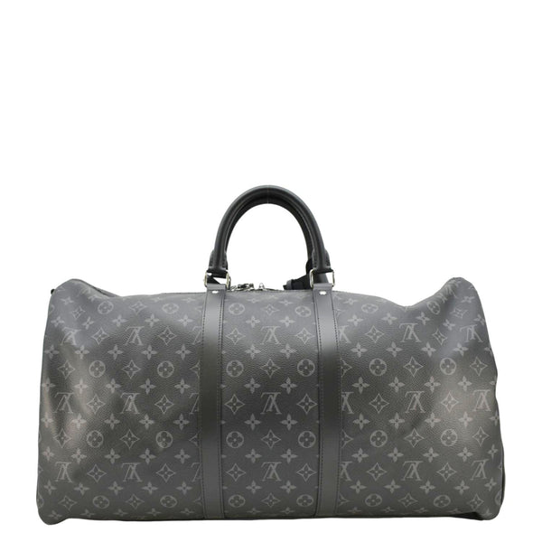 LOUIS VUITTON Keepall 55 Bandouliere Monogram Eclipse Travel Bag Black
