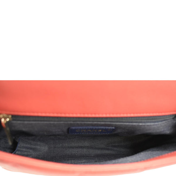 CHANEL Resin Chain Flap Lambskin Quilted Leather Shoulder Bag Red