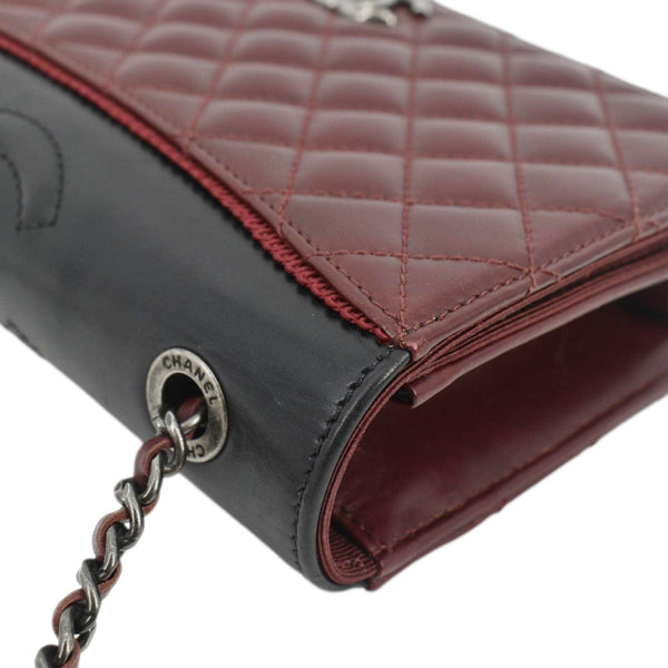 CHANEL Grosgrain Ballerine Flap Leather Crossbody Bag with front left corner view