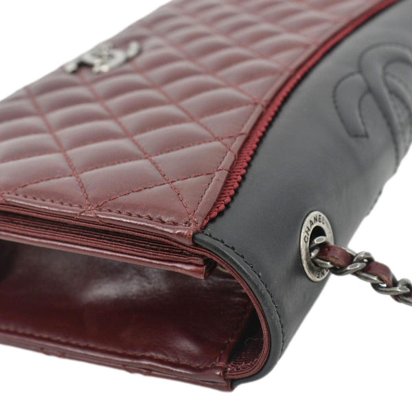 CHANEL Grosgrain Ballerine Flap Leather Crossbody Bag with right side corner view