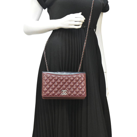 CHANEL Grosgrain Ballerine Flap Leather Crossbody Bag with body view