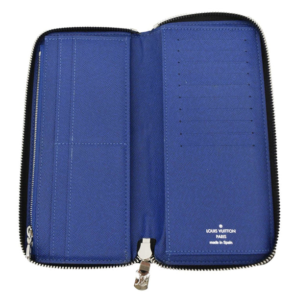 LOUIS VUITTON Zippy Vertical Taigarama Long Wallet Cobalt Blue