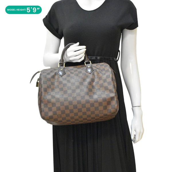 LOUIS VUITTON Speedy 30 Damier Ebene Satchel Bag Brown
