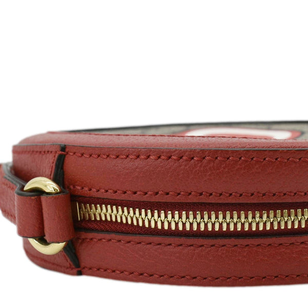 GUCCI Ophidia Apple Round GG Supreme Monogram Canvas Crossbody Bag Red 625216