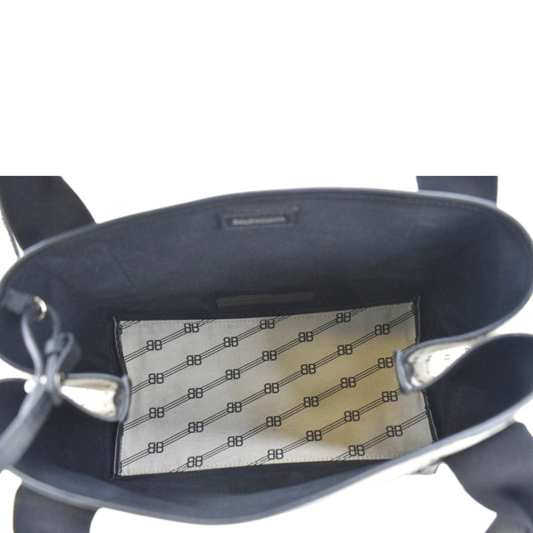 BALENCIAGA Logo S Navy Cabas Canvas Hobo Bag White