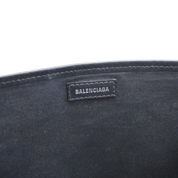 BALENCIAGA Logo S Navy Cabas Canvas Hobo Bag White