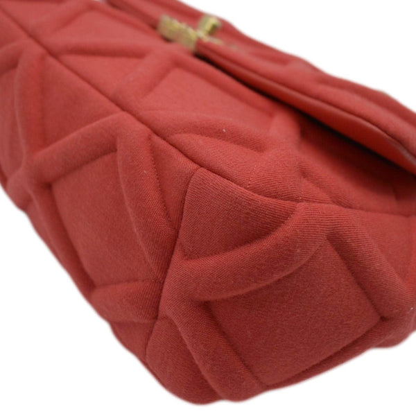 CHANEL 19 Flap Quitled Jersey Lambskin Shoulder Bag Red