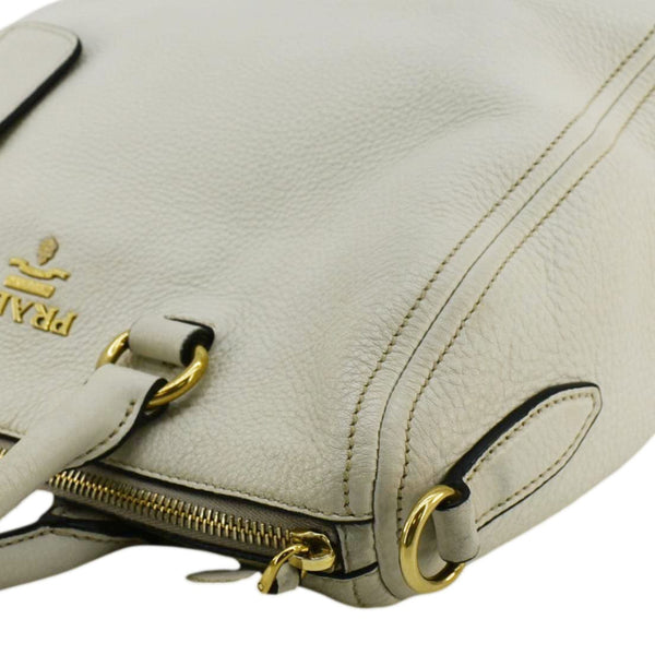 PRADA Vitello Phenix Leather Shoulder Bag White