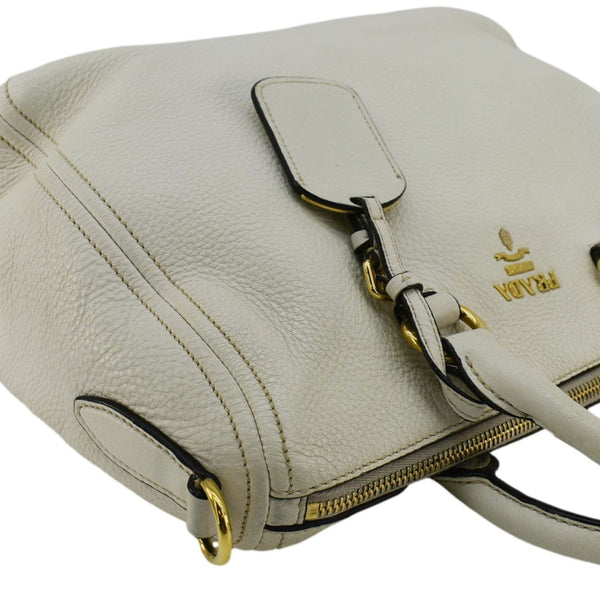 PRADA Vitello Phenix Leather Shoulder Bag White