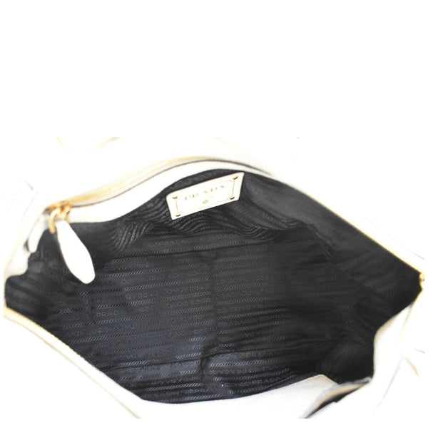 PRADA Vitello Phenix Leather Shoulder Bag White