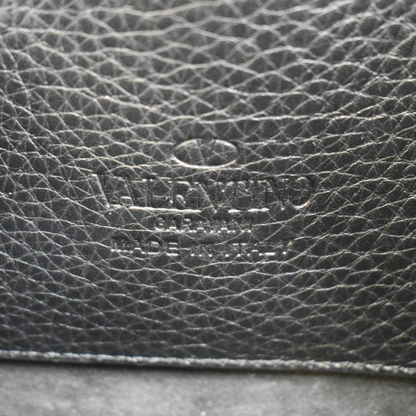 VALENTINO Rockstud Flip Lock Leather Shoulder Bag Black