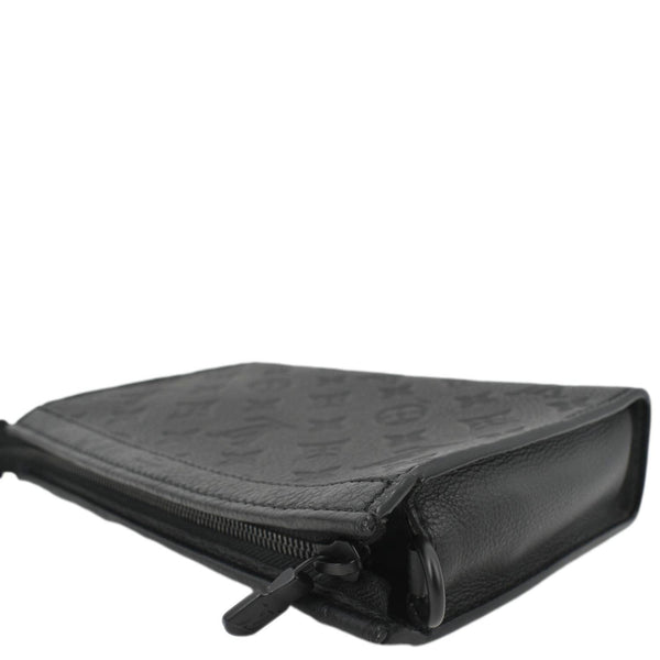 LOUIS VUITTON Gaston Wearable Monogram Shadow Leather Wallet Crossbody Bag Black