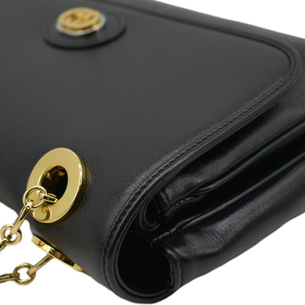 GUCCI Linea Marina Small Chain Leather Shoulder Bag Black 576421