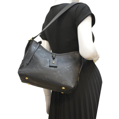 LOUIS VUITTON Carryall PM Monogram Empreinte Leather Shoulder Bag Black