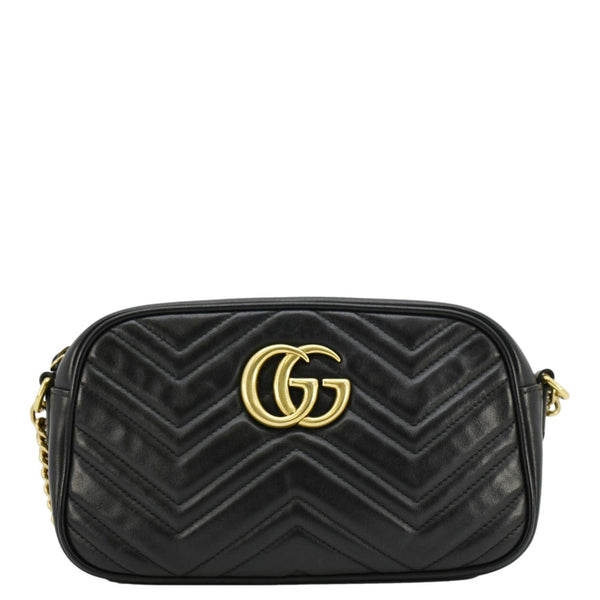 GUCCI GG Marmont Small Matelasse Chevron Leather Camera Bag Black 447632
