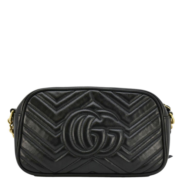 GUCCI GG Marmont Small Matelasse Chevron Leather Camera Bag Black 447632