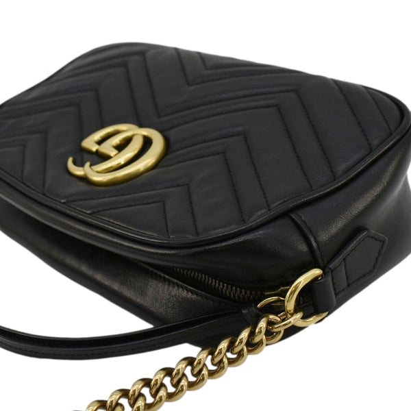GUCCI GG Marmont Small Matelasse Chevron Leather Camera Bag Black 447632
