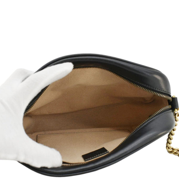 GUCCI GG Marmont Small Matelasse Chevron Leather Camera Bag Black 447632