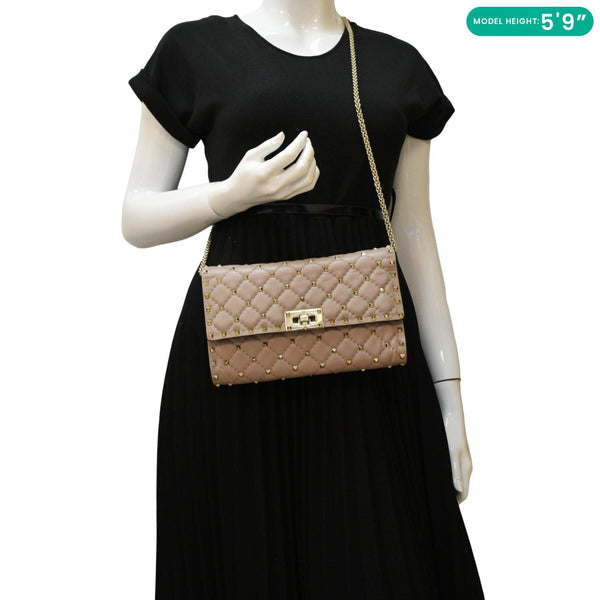 VALENTINO Rockstud Spike Quilted Leather Chain Crossbody dummy look