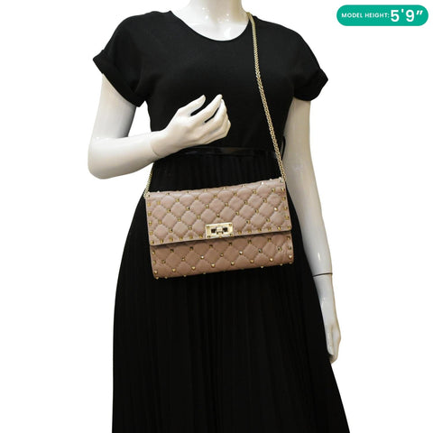 VALENTINO Rockstud Spike Quilted Leather Chain Crossbody dummy look