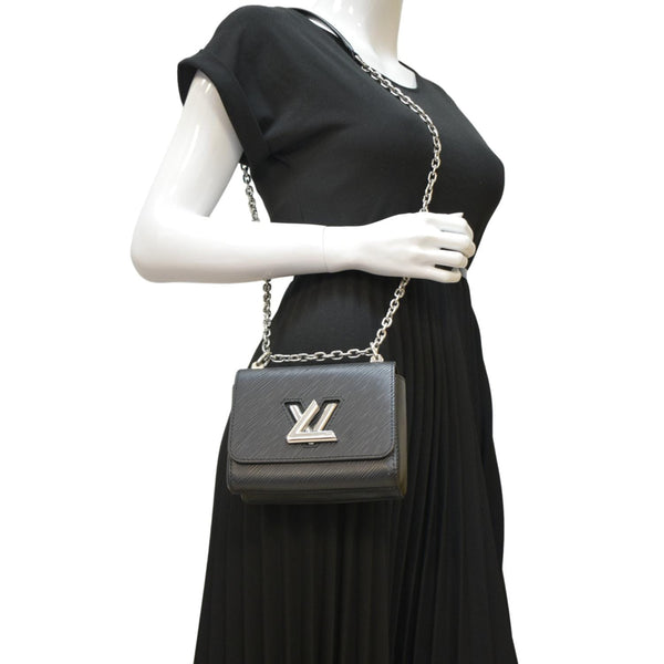 LOUIS VUITTON Mini LV Twist Epi Leather Shoulder Bag Black