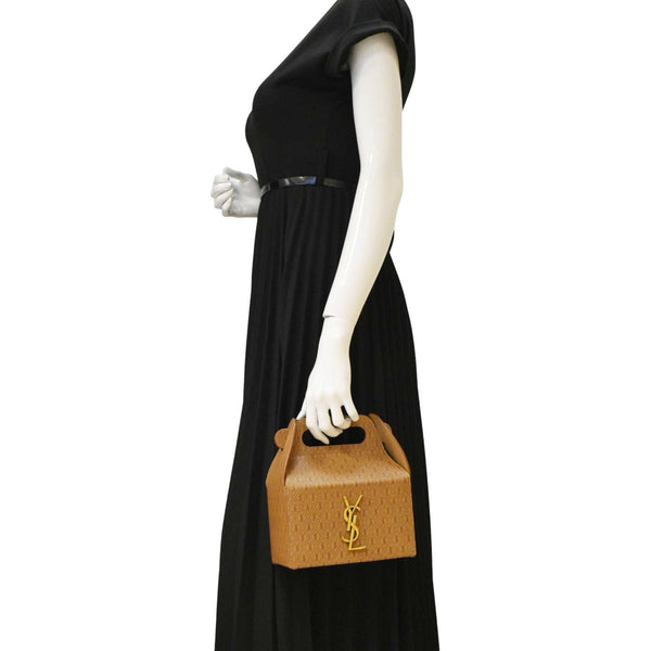YVES SAINT LAURENT Takeaway Box Vegetable-Tanned Leather Satchel Bag Brown