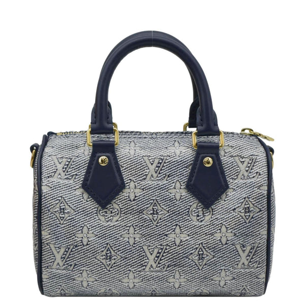 LOUIS VUITTON Monoglam Speedy Bandouliere 20 Jacquard Canvas Shoulder Bag Navy