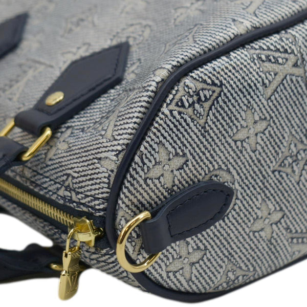 LOUIS VUITTON Monoglam Speedy Bandouliere 20 Jacquard Canvas Shoulder Bag Navy