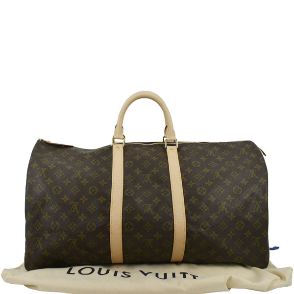 LOUIS VUITTON Vintage Keepall 55 Monogram Canvas Travel Bag Brown