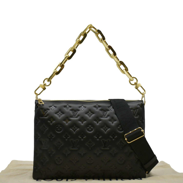 LOUIS VUITTON Coussin MM Monogram Embossed Shoulder Bag Black