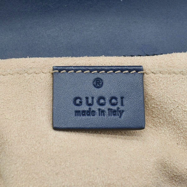 GUCCI Signature Padlock Small Leather Top Handle Shoulder Bag Blue 409487